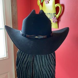 MILANO HATS Justin 2X Black Wool Cowboy Hat Size 7 1/8